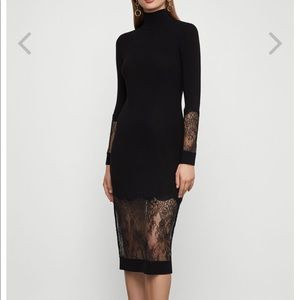 BCBG MaxAzria Lace-Trimmed Sheath Dress M
